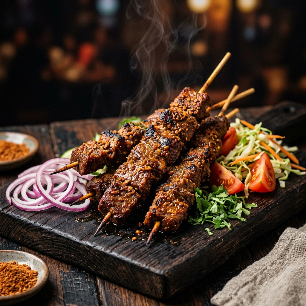 Sizzling Beef Suya Skewers